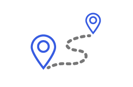 Icon of two markers on a journey
